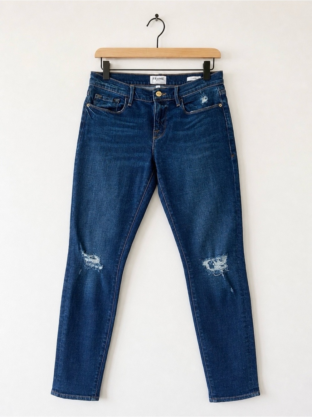 FRAME Le Garçon Jeans Winthrop Wash Distressed Slim Boyfriend Denim Size 27
